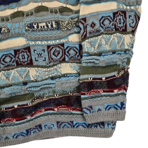 Coogi Vintage Multicolour Crazy Pattern Knitted Sweater Jumper Men's Large
