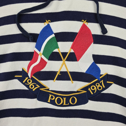 Polo Ralph Lauren Rare Cross Flags Striped Hoodie Men's Medium