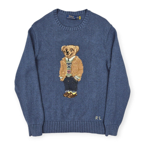 Polo Ralph Lauren Bear Knitted Jumper Blue Men's Medium