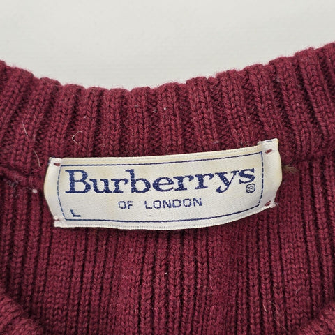 Burberry Vintage Spellout Knitted Jumper Purple Men's Large