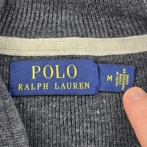 Polo Ralph Lauren 1/4 Zip Spellout Jumper Grey Men's Medium