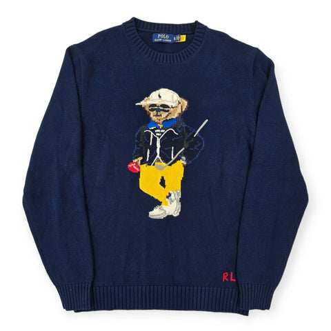 Polo Ralph Lauren Golf Bear Knitted Jumper Blue Men's XL