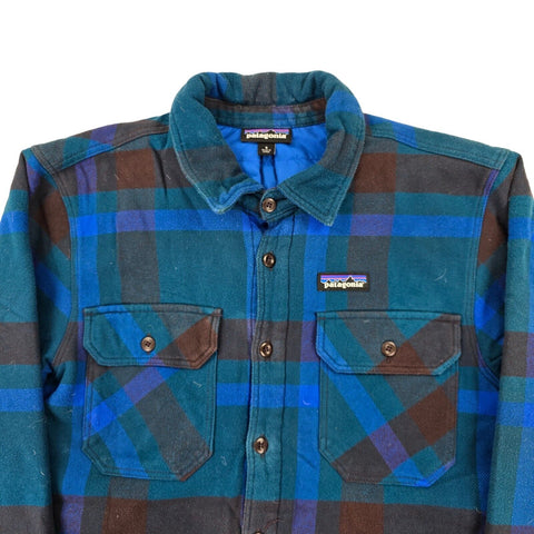 Patagonia Insulated Fjord Flannel Shirt Jacket Blue Men's Small
