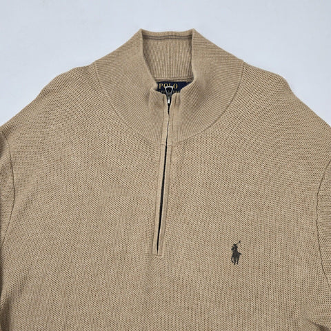 Polo Ralph Lauren 1/4 Zip Pima Cotton Sweatshirt Brown Men's Large