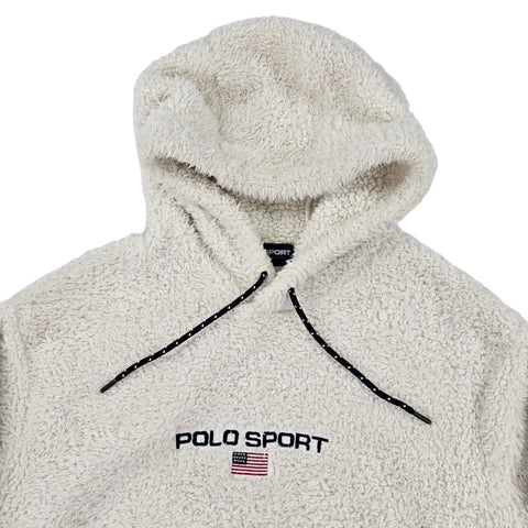 Polo Sport Ralph Lauren Spellout Sherpa  Hoodie White Men's Large