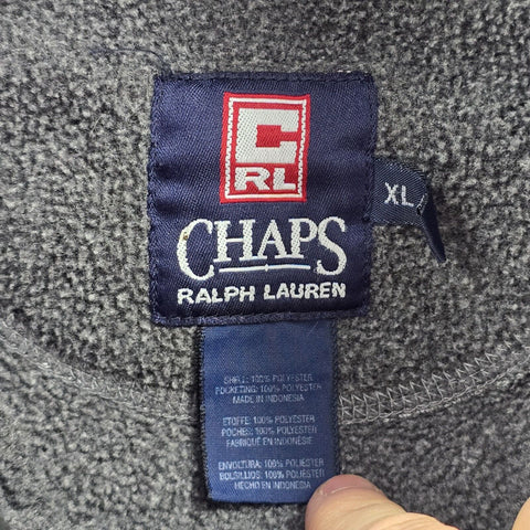 Chaps Ralph Lauren Vintage Spellout 1/4 Zip Fleece Grey Men's XL