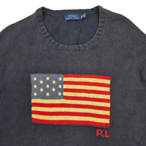 Polo Ralph Lauren USA Flag Knitted Jumper Blue Men's XL