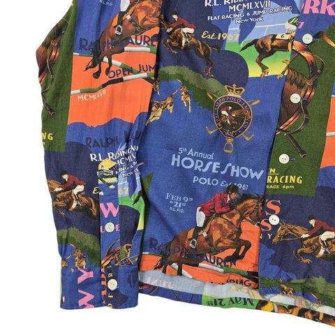Polo Ralph Lauren Classic Fit Equestrian Print Camp Shirt Long Sleeve Men's
