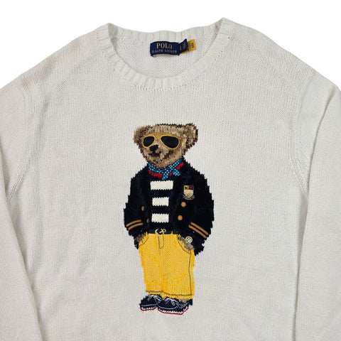 Polo Ralph Lauren Bear Knitted Jumper White Men's Small
