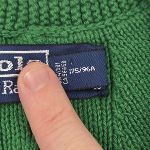 Polo Ralph Lauren Spellout Cable Knit Cricket Jumper Green Men's Medium