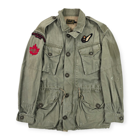 Polo Ralph Lauren Distressed Military Patch Field Jacket Green Men's Medium