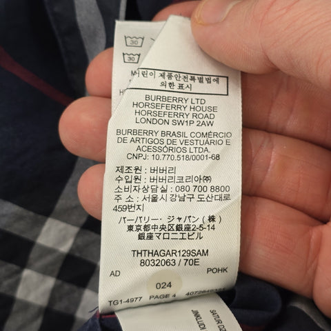 Burberry Spellout Check Pattern Long Sleeve Shirt Men's Medium