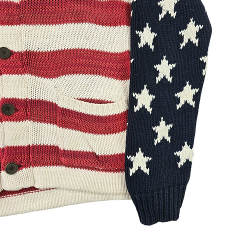 Polo Ralph Lauren USA Flag Shawl Knitted Cardigan Men's Medium