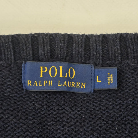 Polo Ralph Lauren Bear Knitted Jumper Blue Men's Large