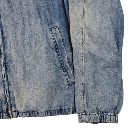 Polo Ralph Lauren Cross Flags Spellout Denim Bomber Jacket Blue Men's XL