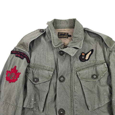 Polo Ralph Lauren Distressed Military Patch Field Jacket Green Men's Medium