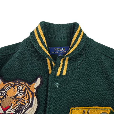 Polo Ralph Lauren Leather Varsity Tiger Letterman College Jacket Men's Medium