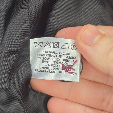 Percival Limited Edition Check Wool Trench Coat Men's XL