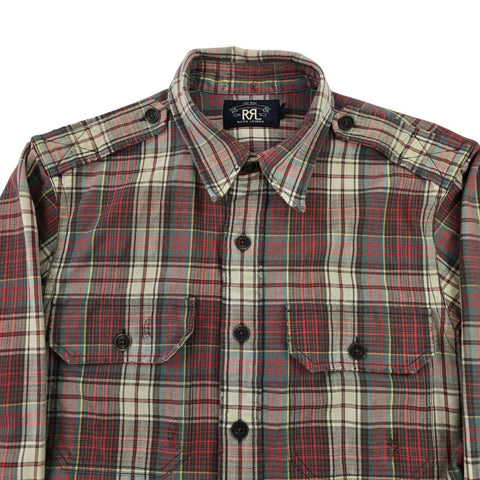 RRL Ralph Lauren Thick Flannel Distressed Checkered Shirt Men's Small
