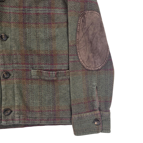 Polo Ralph Lauren Tartan Suede Elbow Patch Cardigan Men's Small