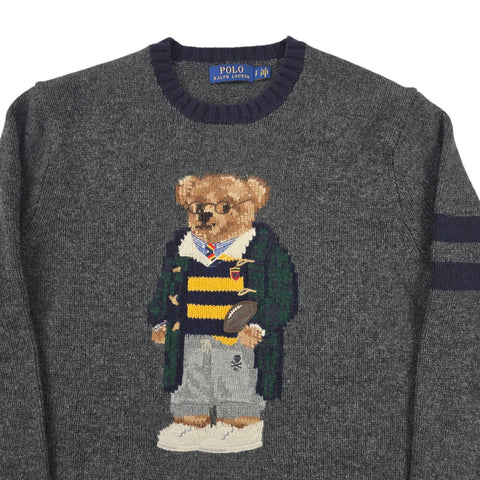 Polo Ralph Lauren Bear Knitted Jumper Grey Men's Small