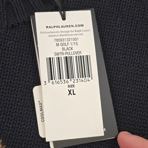 RLX Ralph Lauren Golf Bear Knitted Jumper Black Men's XL