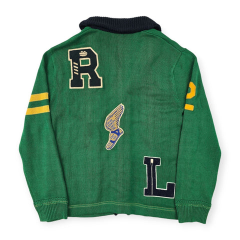 Polo Ralph Lauren Letterman Varsity P-Wing Knitted Cardigan Green Men's Large