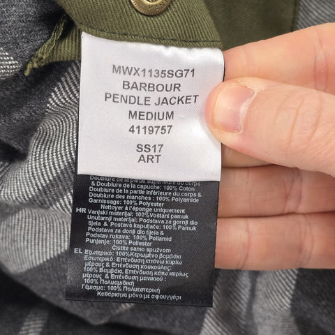 Barbour Pendle Waxed Parka Quilt Lined Jacket Grey Men's Medium