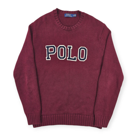 Polo Ralph Lauren Spellout Knitted Jumper Purple Men's Medium