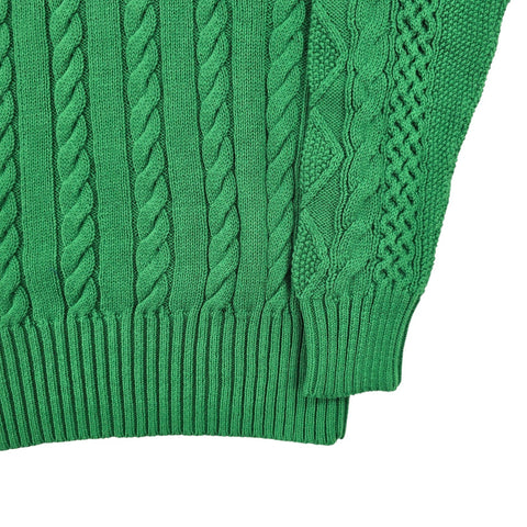 Polo Ralph Lauren Spellout Cable Knit Cricket Jumper Green Men's Medium