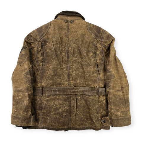 Polo Ralph Lauren Iconic Oilcloth Cylinder Biker Waxed Jacket Brown Men's Medium