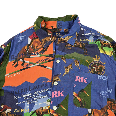 Polo Ralph Lauren Classic Fit Equestrian Print Camp Shirt Long Sleeve Men's