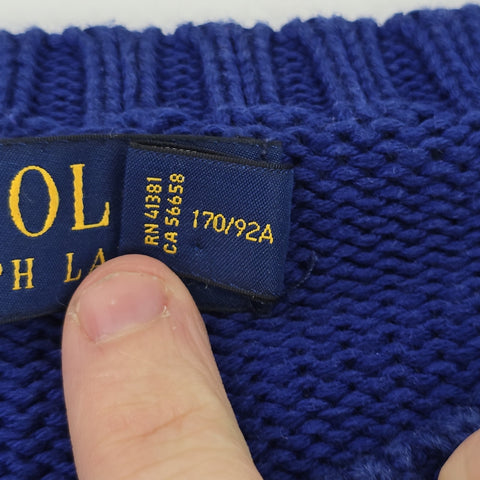 Polo Ralph Lauren Spellout Knitted Jumper Blue Men's Small