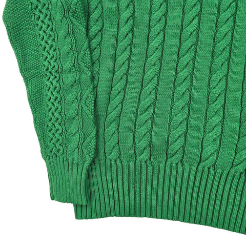 Polo Ralph Lauren Spellout Cable Knit Cricket Jumper Green Men's Medium