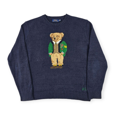 Polo Ralph Lauren Bear Knitted Jumper Blue Men's Large