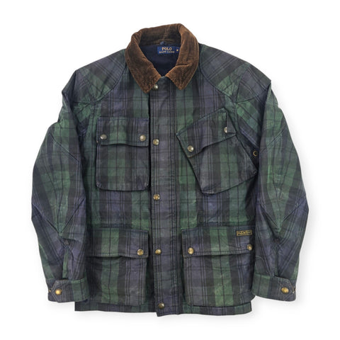 Polo Ralph Lauren Iconic Oilcloth Cylinder Biker Waxed Check Jacket Men's Medium
