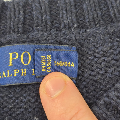 Polo Ralph Lauren USA Flag Bear Knitted Jumper Blue Women's Small