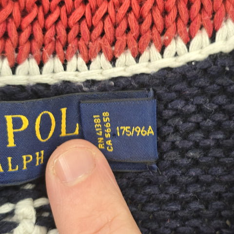 Polo Ralph Lauren USA Flag Shawl Knitted Cardigan Men's Medium