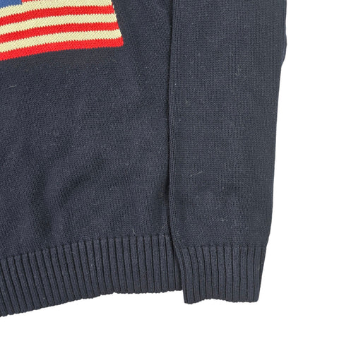 Polo Ralph Lauren 1/4 Zip USA Flag Knitted Jumper Blue Men's XXL