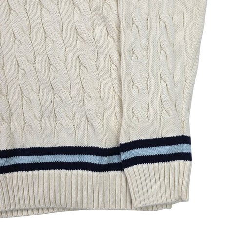 Polo Ralph Lauren Cable Knit Cricket Jumper White Men's Large