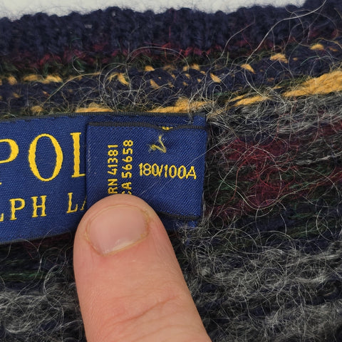 Polo Ralph Lauren Letterman Fair Isle Pattern Knitted Jumper Men's Large