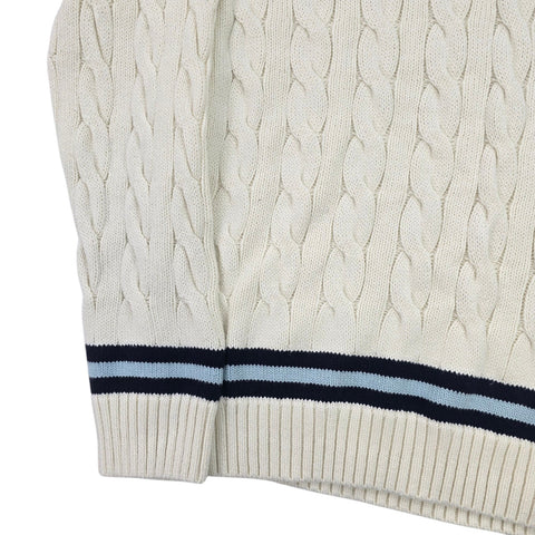 Polo Ralph Lauren Cable Knit Cricket Jumper White Men's Large