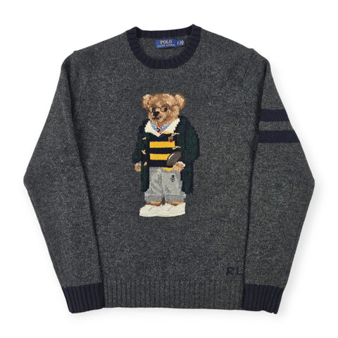 Polo Ralph Lauren Bear Knitted Jumper Grey Men's Small