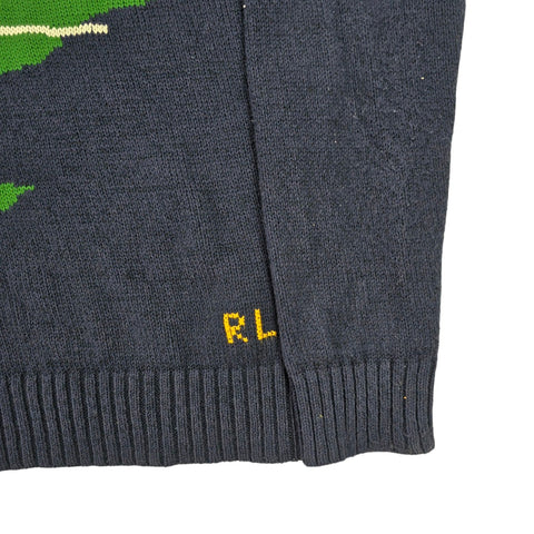 Polo Ralph Lauren Rugby Kicker Bear Knitted Jumper Blue Men's Large