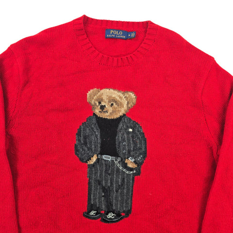 Polo Ralph Lauren Bear Knitted Jumper Red Men's Medium