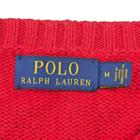Polo Ralph Lauren Bear Knitted Jumper Red Men's Medium
