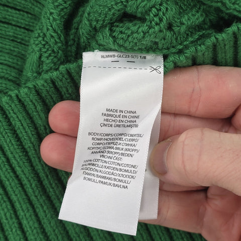 Polo Ralph Lauren Spellout Cable Knit Cricket Jumper Green Men's Medium