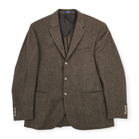 Polo Ralph Lauren Wool Herringbone Single Breasted Blazer Brown Men's Size 44R