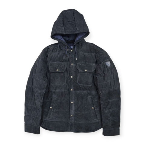 Polo Ralph Lauren Suede Leather Quilted Jacket Navy Blue Men's Large