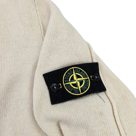 Stone Island Y2K 2008 Badge Logo Knitted Jumper Cream Men's Large